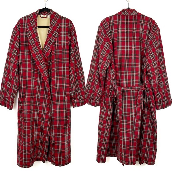 L.L. Bean Other Vintage Ll Bean Mens Robe Red Plaid Fleece Lined